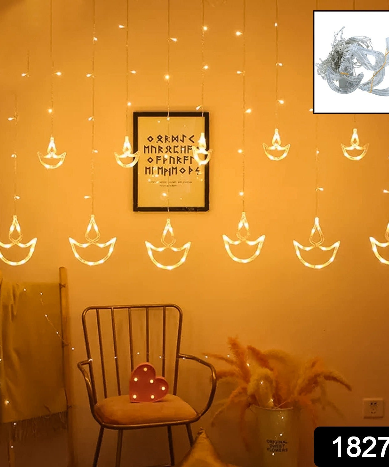 Diya Curtain String Lights