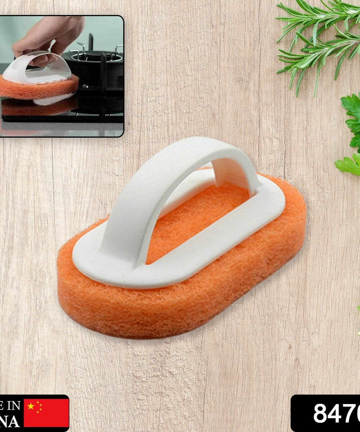 Reusable kitchen brush with handle, ideal for pots and dishes