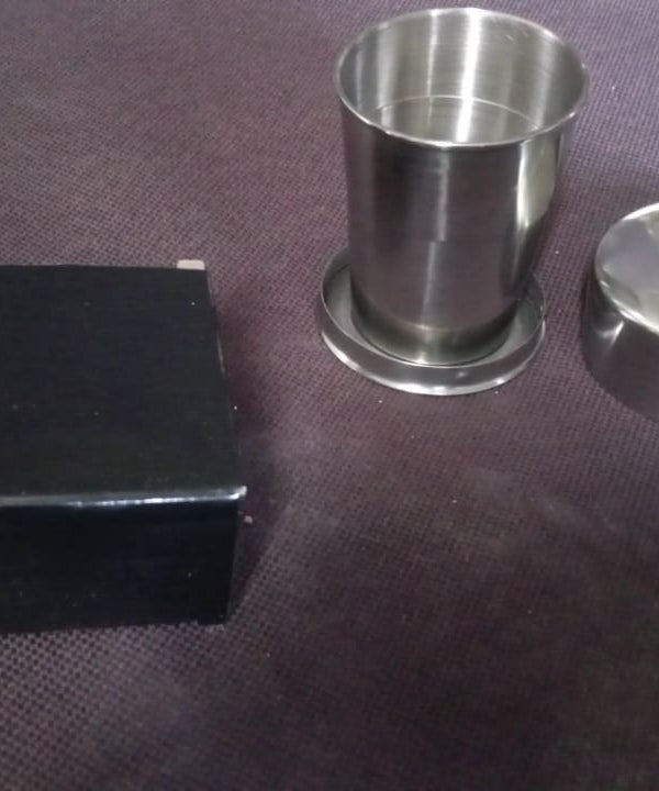 2 in 1 Camping Folding Cup with Keychain (1 Pc)