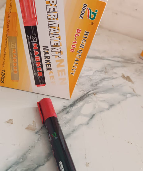 Premium Permanent Red Marker Pen Set (12 Pcs Set)