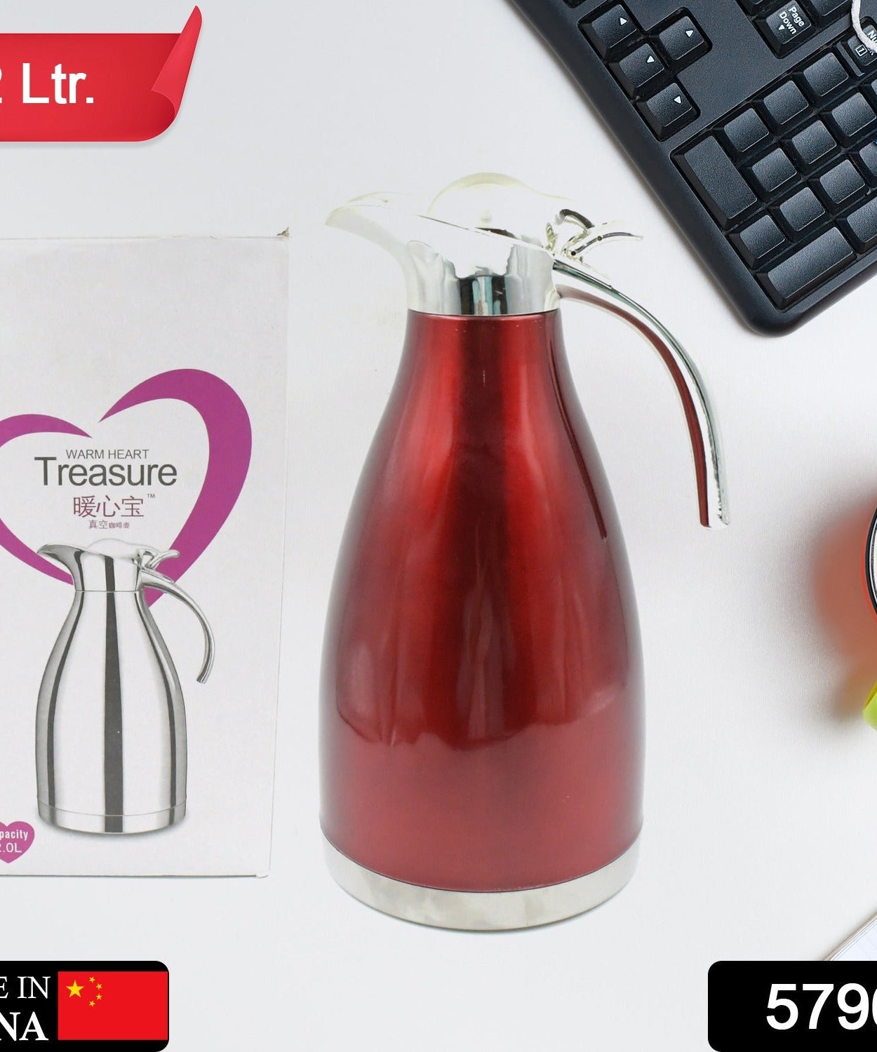 2L stainless steel kettle jug, vacuum insulated for keeping beverages hot or cold.