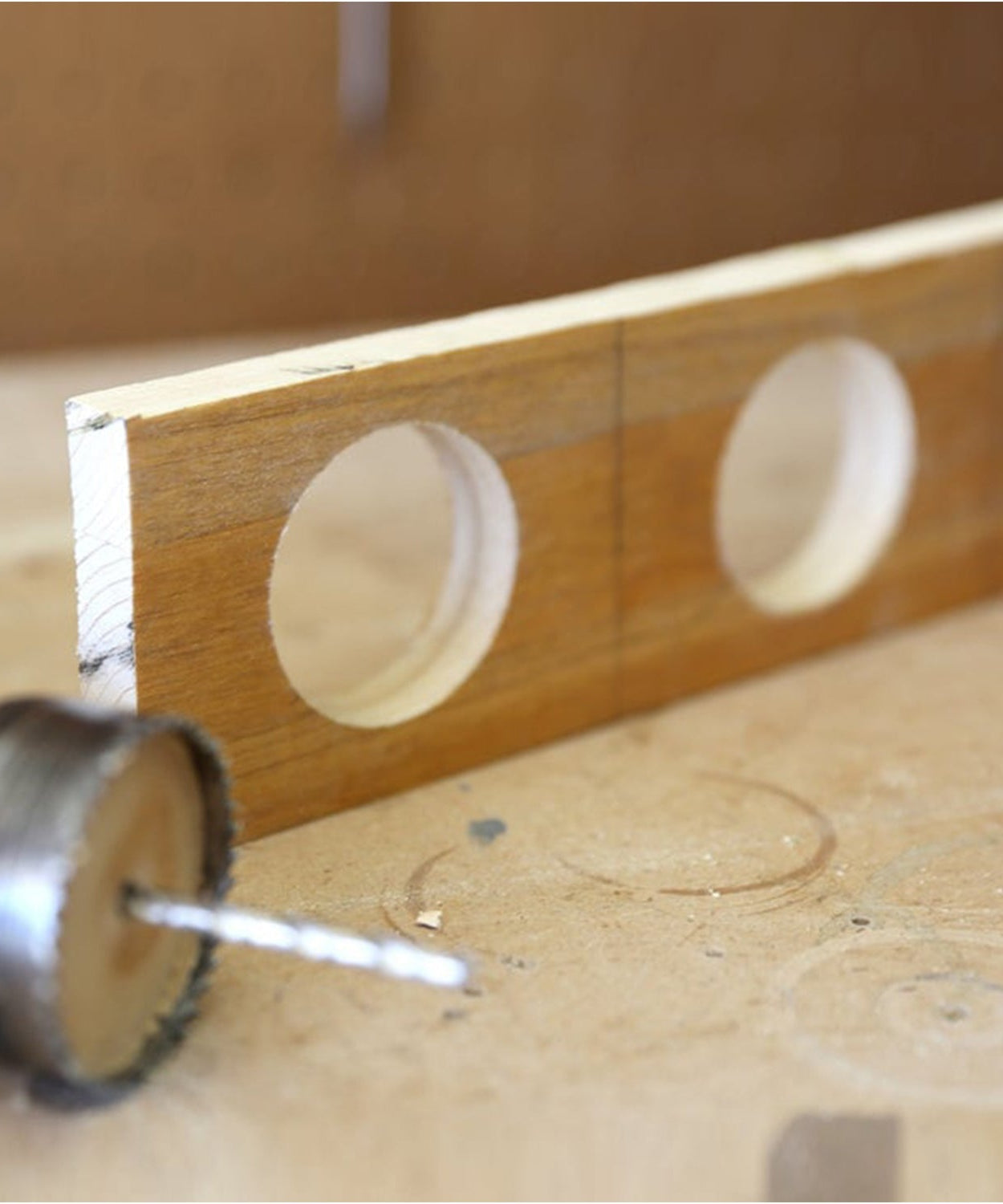 Close-up of carbon arbored hole saws