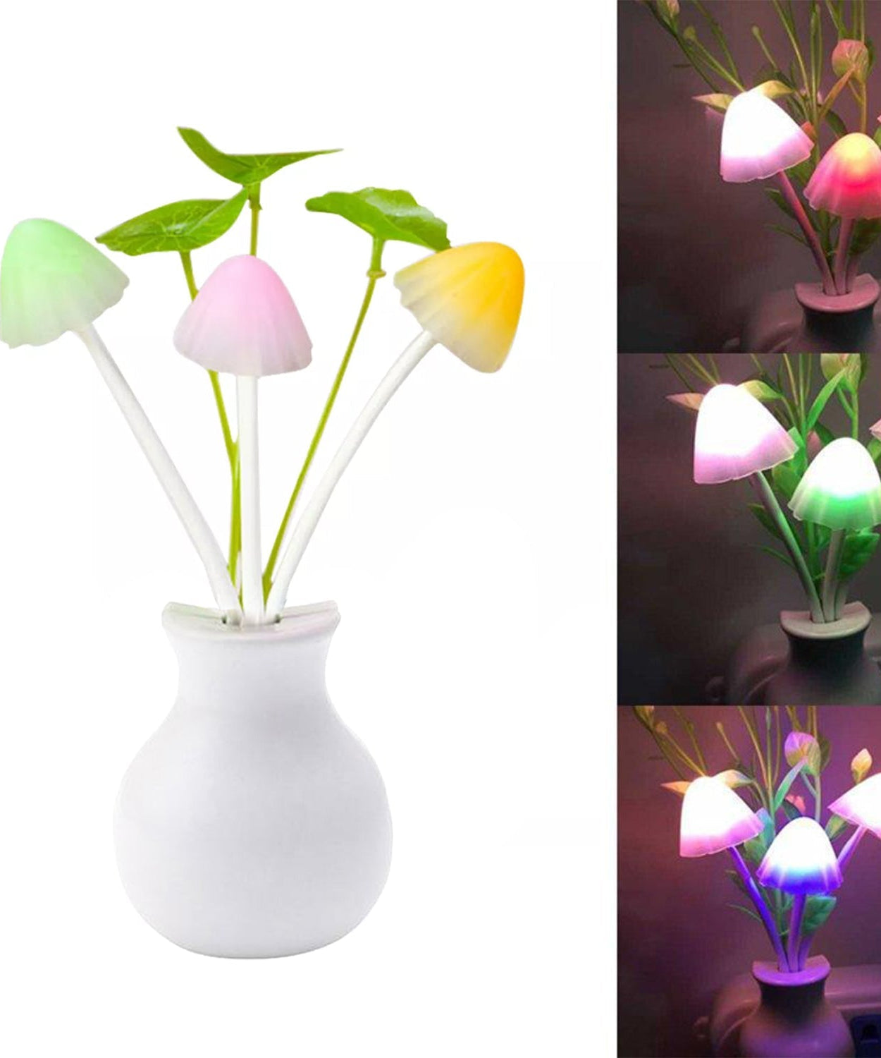 LED mushroom night light with auto sensor.