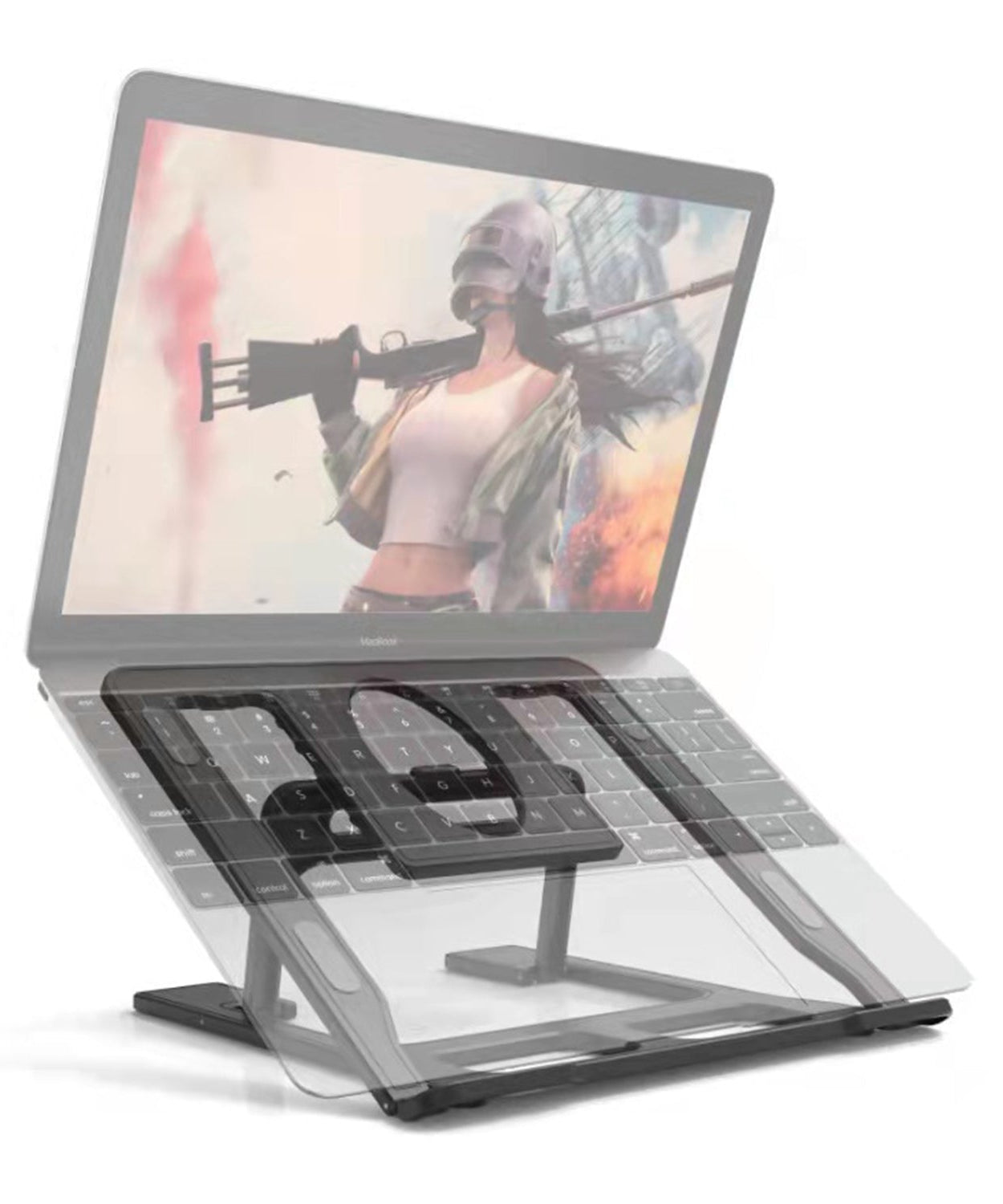 Foldable laptop stand with adjustable settings, ideal for enhancing laptop ergonomics