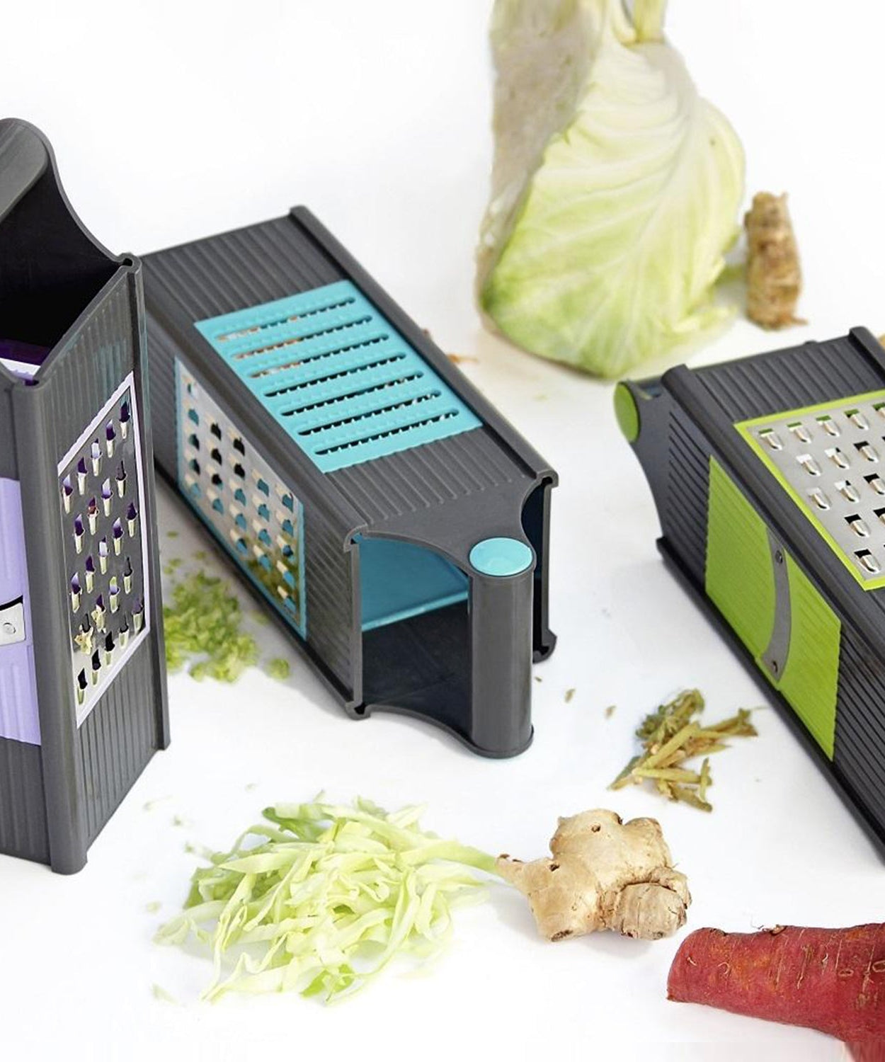 Four-in-one kitchen grater and slicer for efficient food preparation