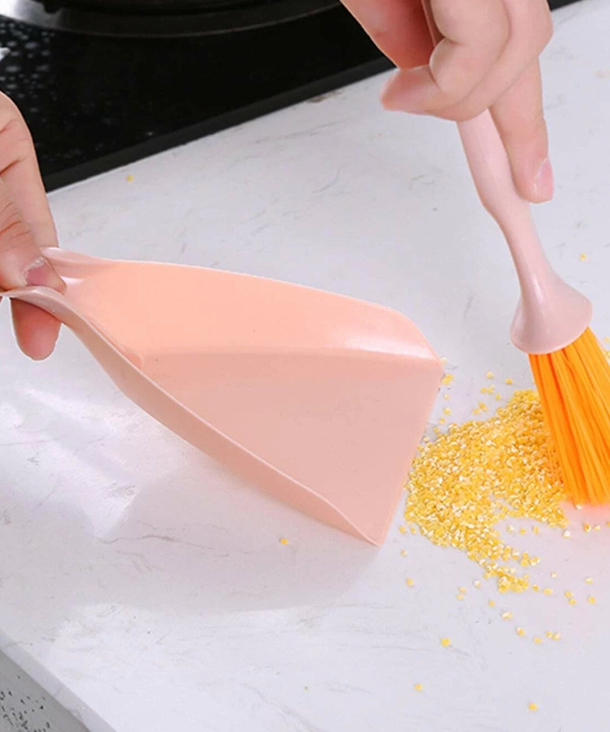 Dustpan and brush combination for effective dirt collection and disposal