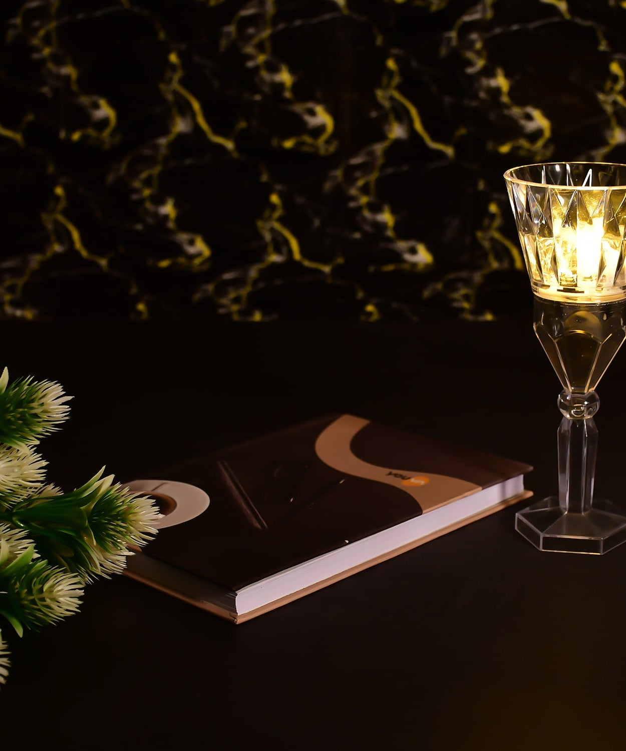 Transparent table lamp with unique design.