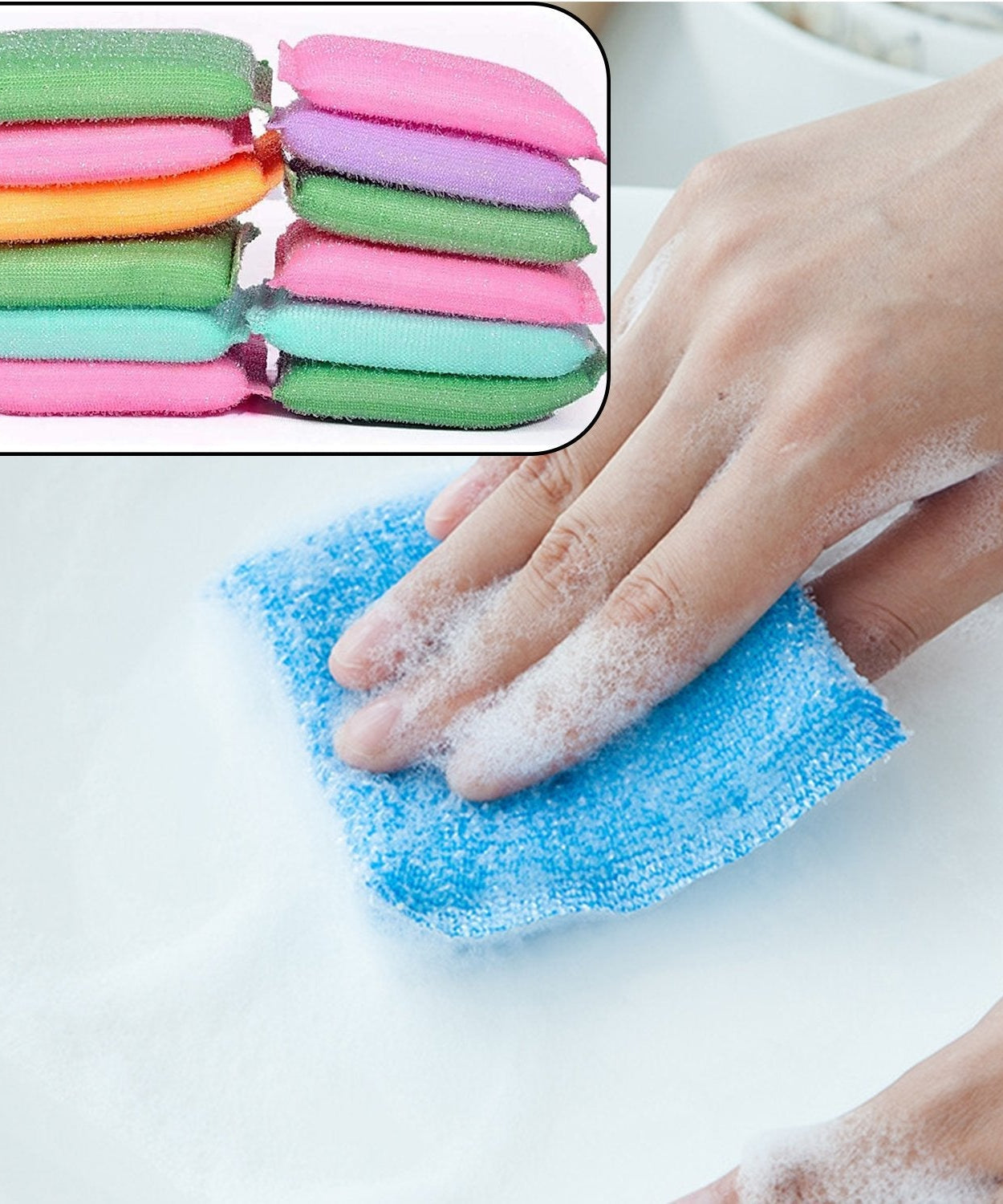 Scratch-proof kitchen scrubber pad, pack of 12, for safe and effective cleaning.