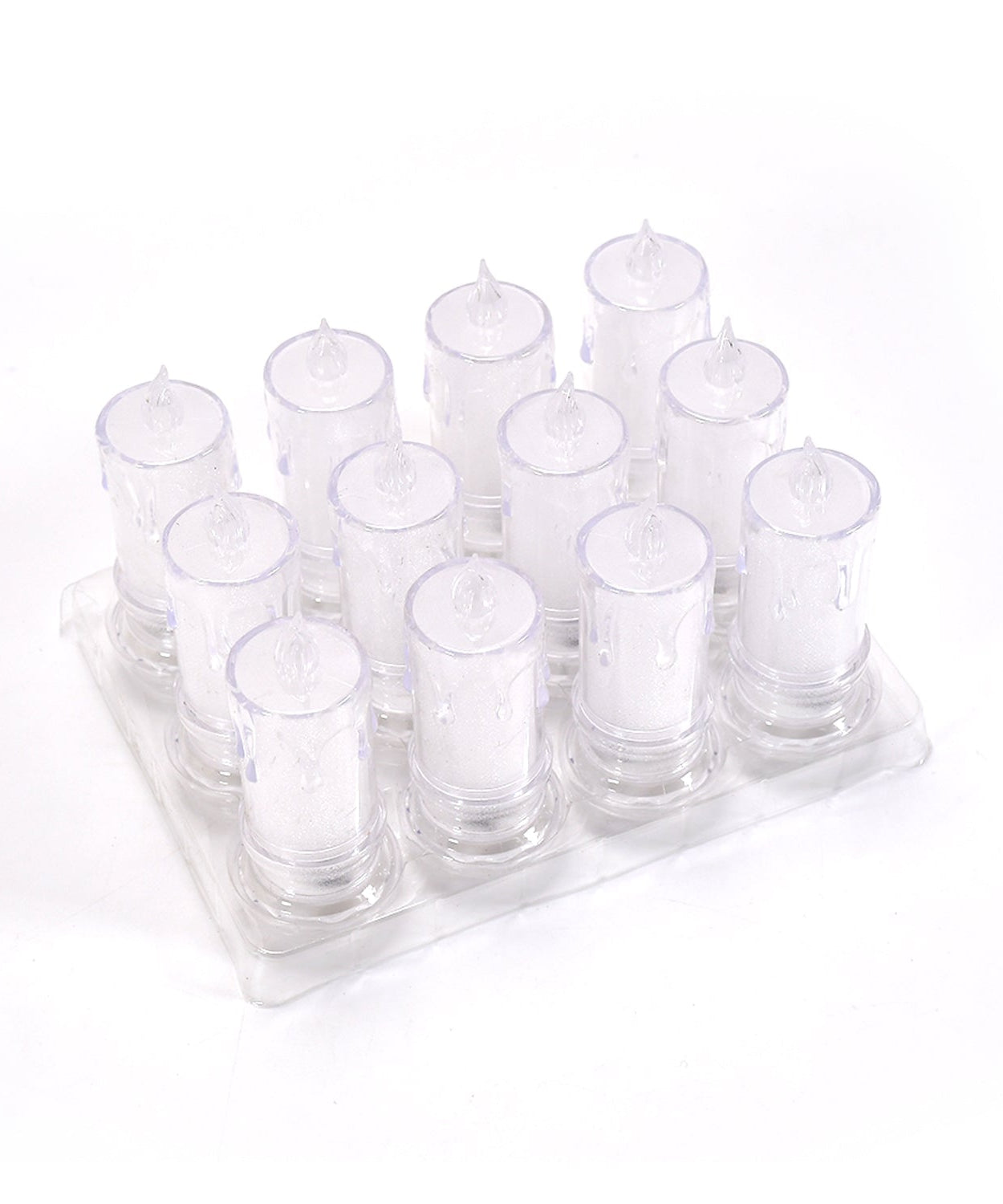 Flameless candles with a melted look for decoration.