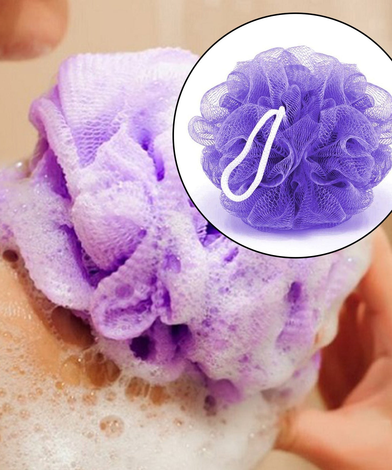 Bath loofah poufs, pack of 6, great for exfoliating and refreshing skin.