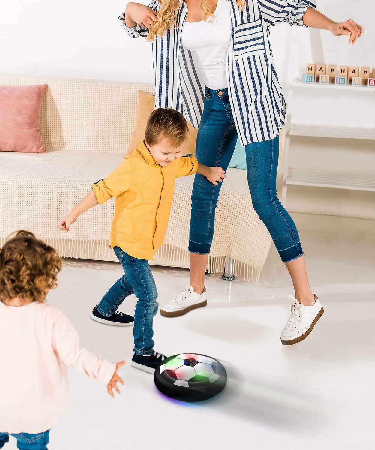 LED hover ball for playful fun and household entertainment.