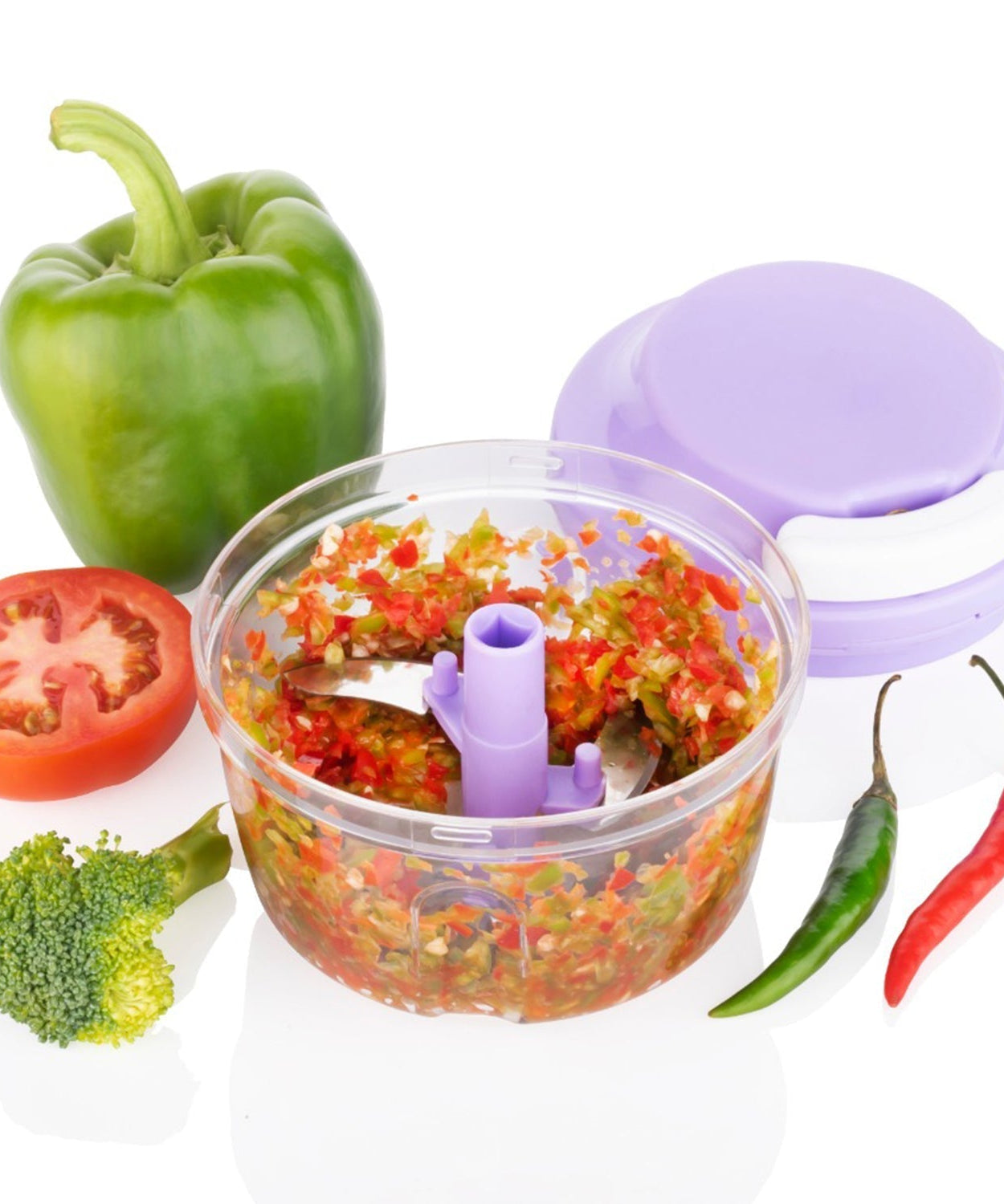 Chopping and slicing tool for kitchen use.