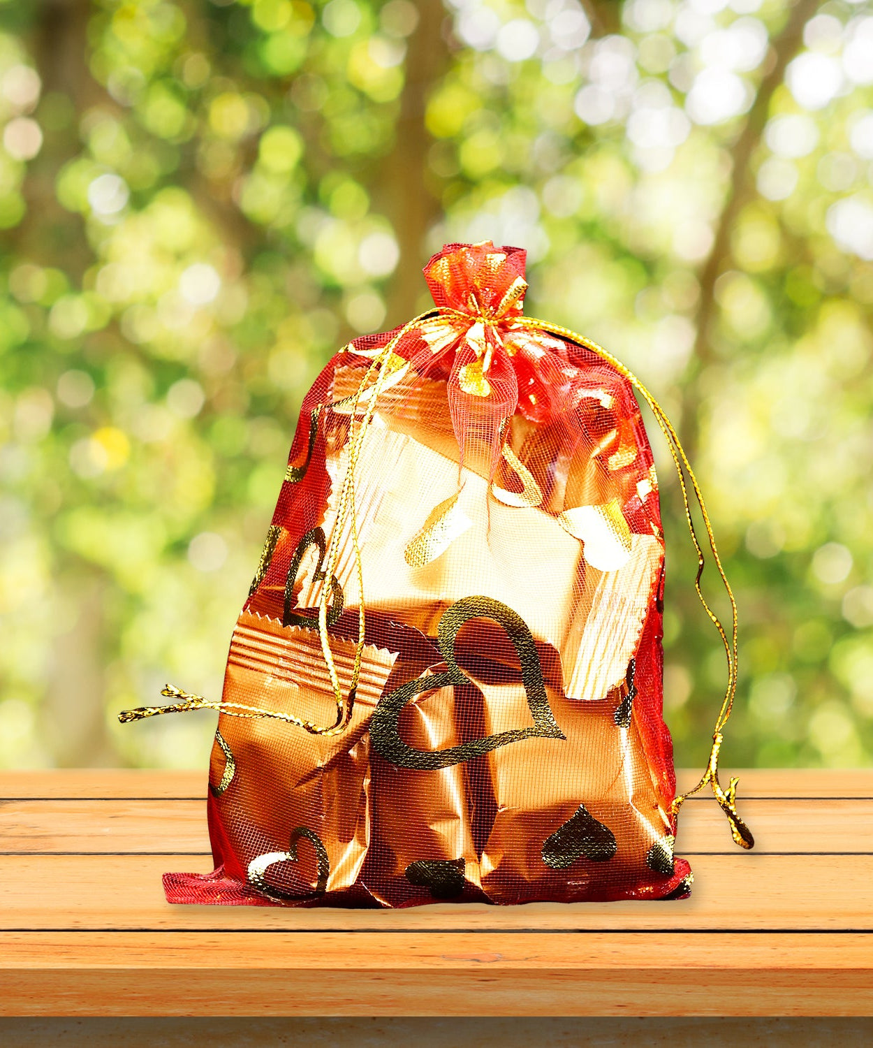 Net drawstring pouch for dry fruits packing