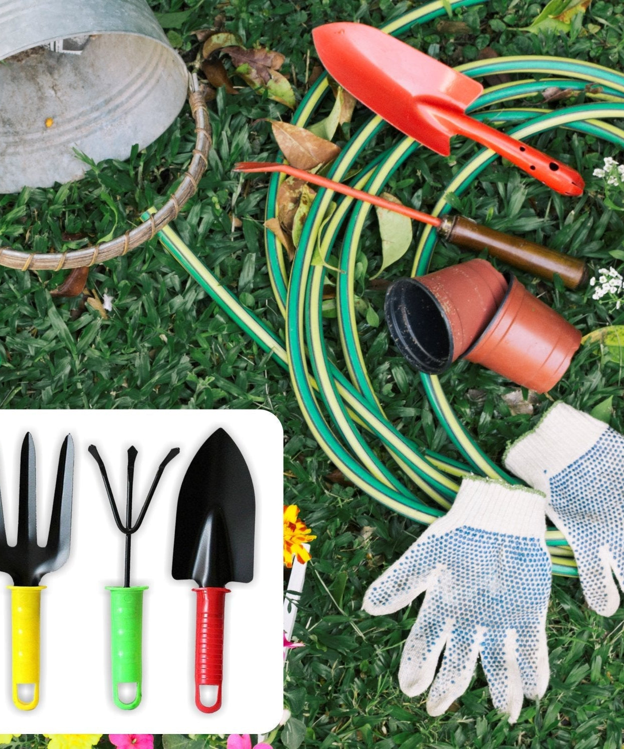 Colorful 3-piece garden tool set for easy planting