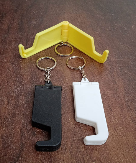 2 in 1 Plastic Keychain with Mobile Stand / Phone Holder (1 Pc / Multicolor)