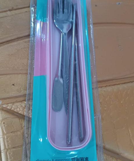 Portable Utensils Travel Camping Cutlery Set 4 Pc With case