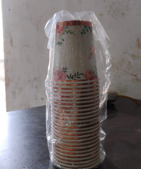 Disposable Paper Cups, Disposable Tea, Coffee Cups (24 Pcs Set / Mix Color & Design)