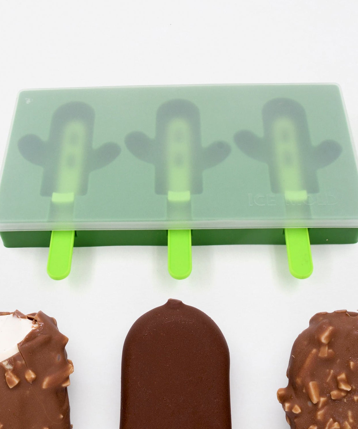 Ice Cream Mould sicle Mold, Cactus Shape Ice  Molds Homemade sicle for DIY Ice sicle, 3-Cavity Summer Food Kitchen Tools (1 Pc)