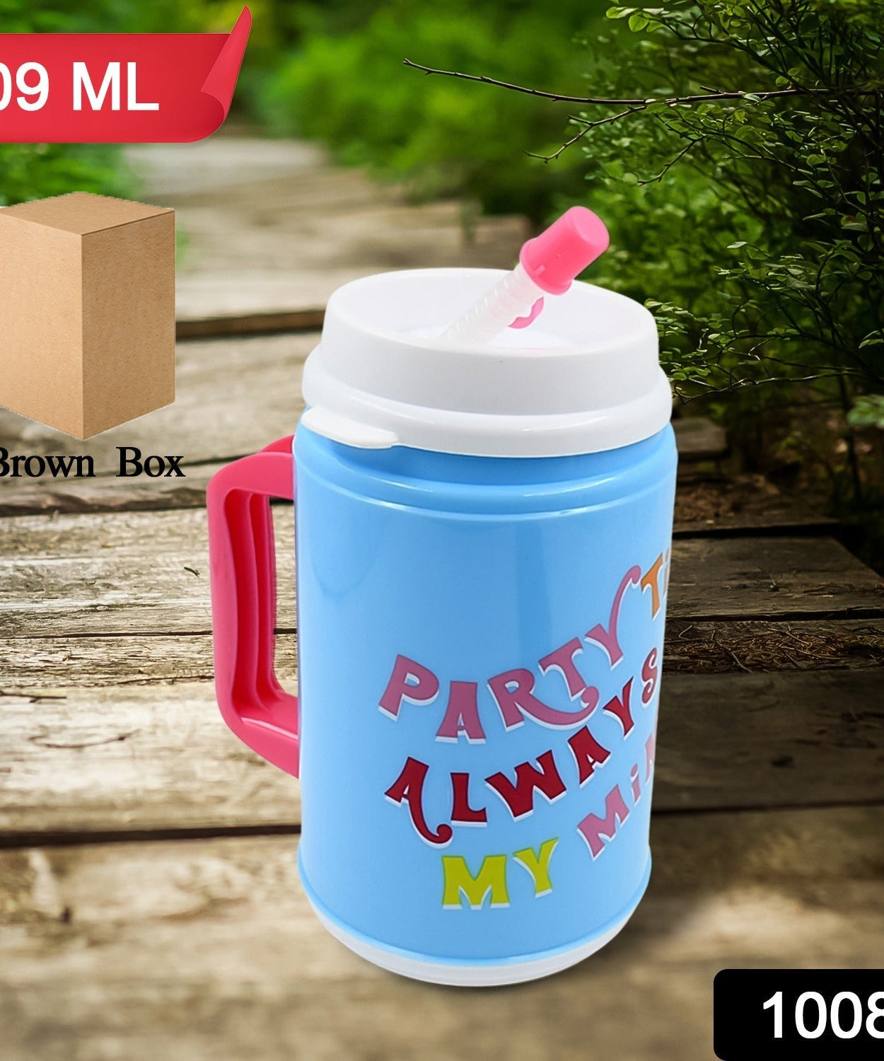 Insulated Mug with Lid Handle Flexible Straw with Cap (709 ML)