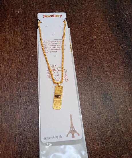 Golden Ram Naam Locket With Chain (1 Pc)