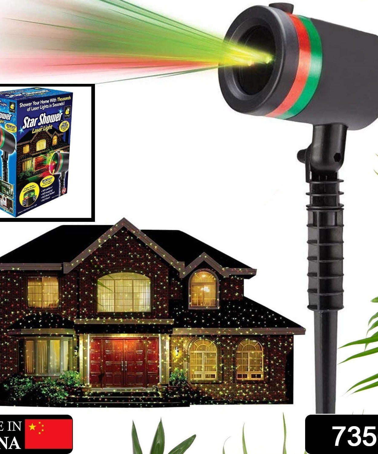 Star motion laser light projector for festive decor