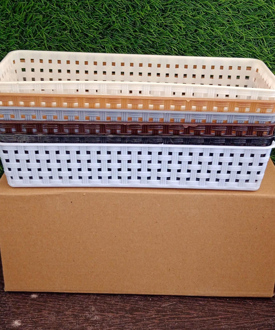 Plastic Multipurpose Desk Organizer Tray Office Drawer Dividers Storage Bins for Kitchen, Bathroom, Office, Makeup, Bedroom Dresser, Craft Basket Rack Multicolour (6 Pcs Set)