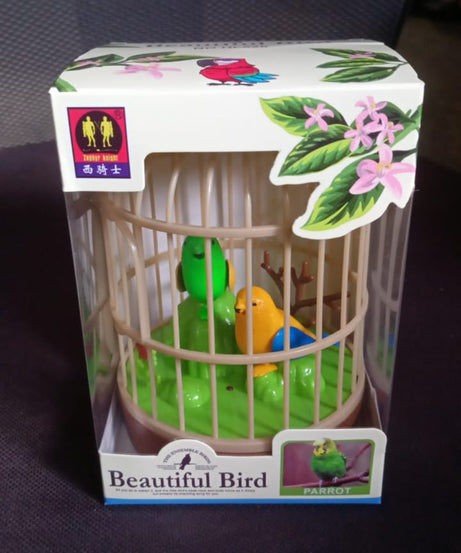 Sound Activated Chirping Bird in Hanging Cage, Beautiful Pinjra Bird Toy (1 Pc / Battery Not Operated)
