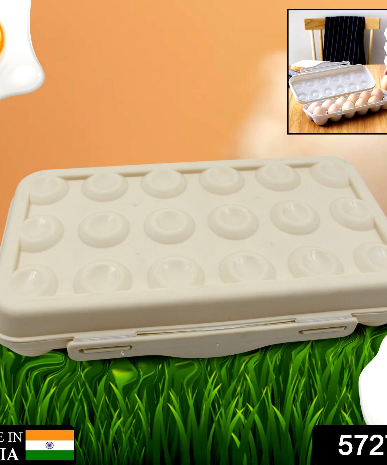 18 Grid Egg Holder Storage, Shock-Proof Egg Container with Buckle, Egg Carrier, Egg Tray, Egg Shelter, Effective Full Seal, Egg House use for Fridge, Camping, Kitchen