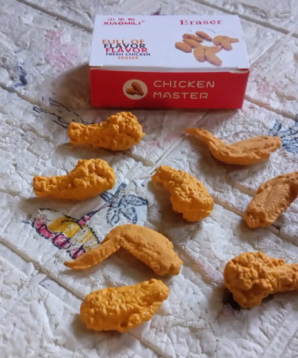 Cute Chicken Wing & Leg Erasers for Kids & Students (8 Pc Set)