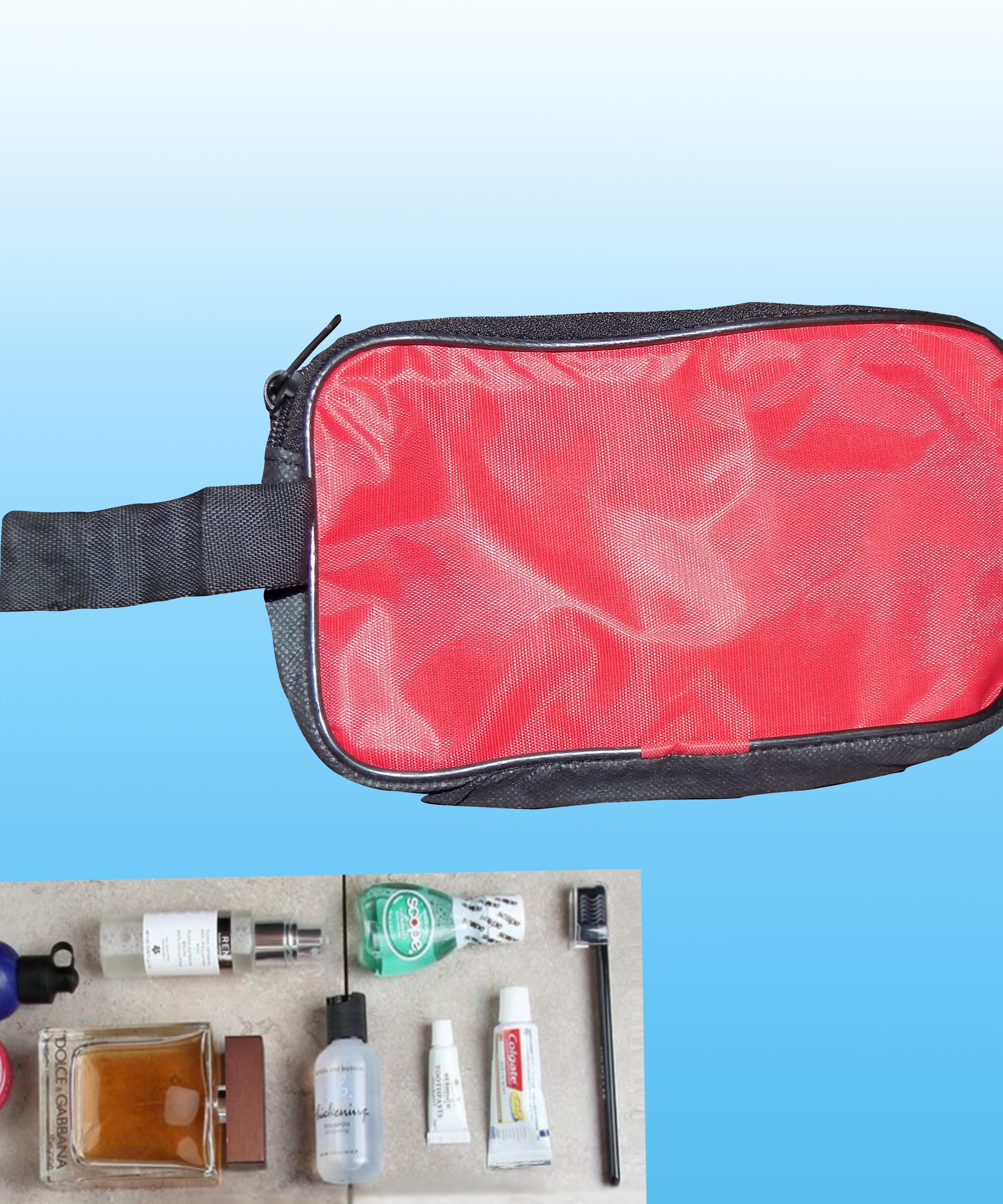 Multipurpose red travel pouch