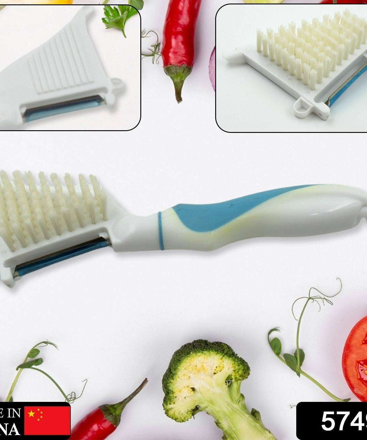 Multipurpose Peeler Brush – Stainless Steel Peeler with Cleaning Brush (1 Pc)
