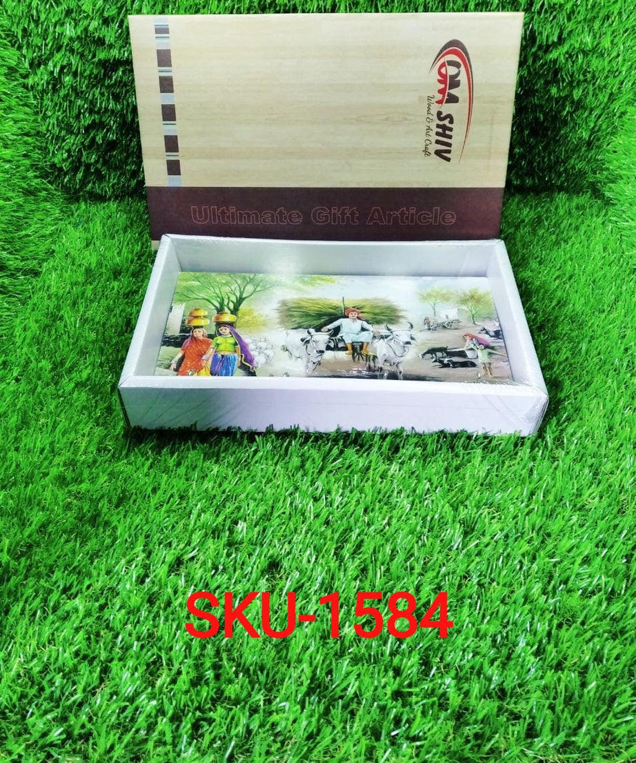 Artistic wooden landscape with hooks for wall decor.