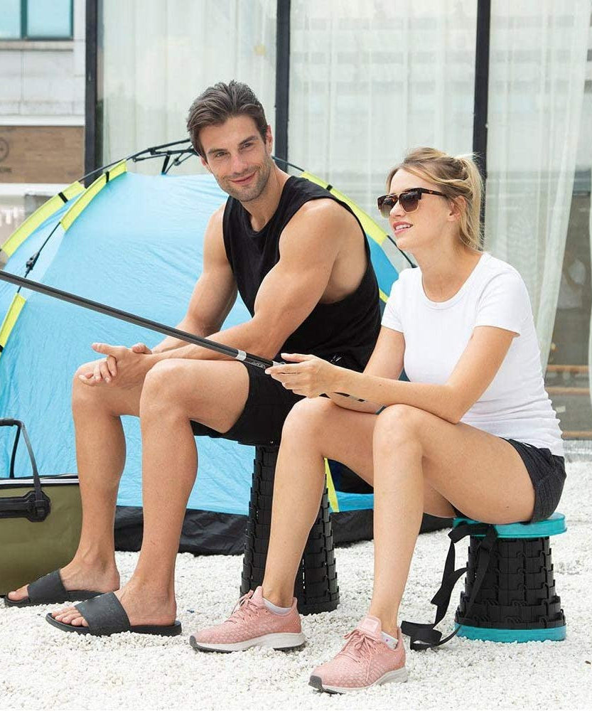 Telescopic stool that folds for easy storage, height adjustable