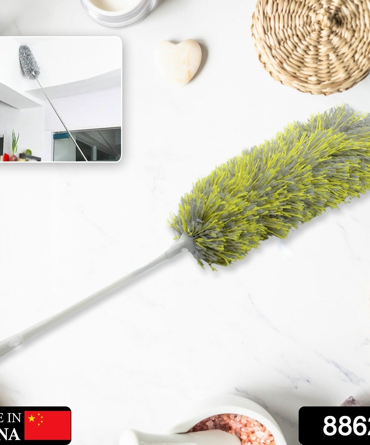 Long Handle Microfiber Duster – Extendable & Washable Cleaning Tool for Home, Car & Office (62cm)