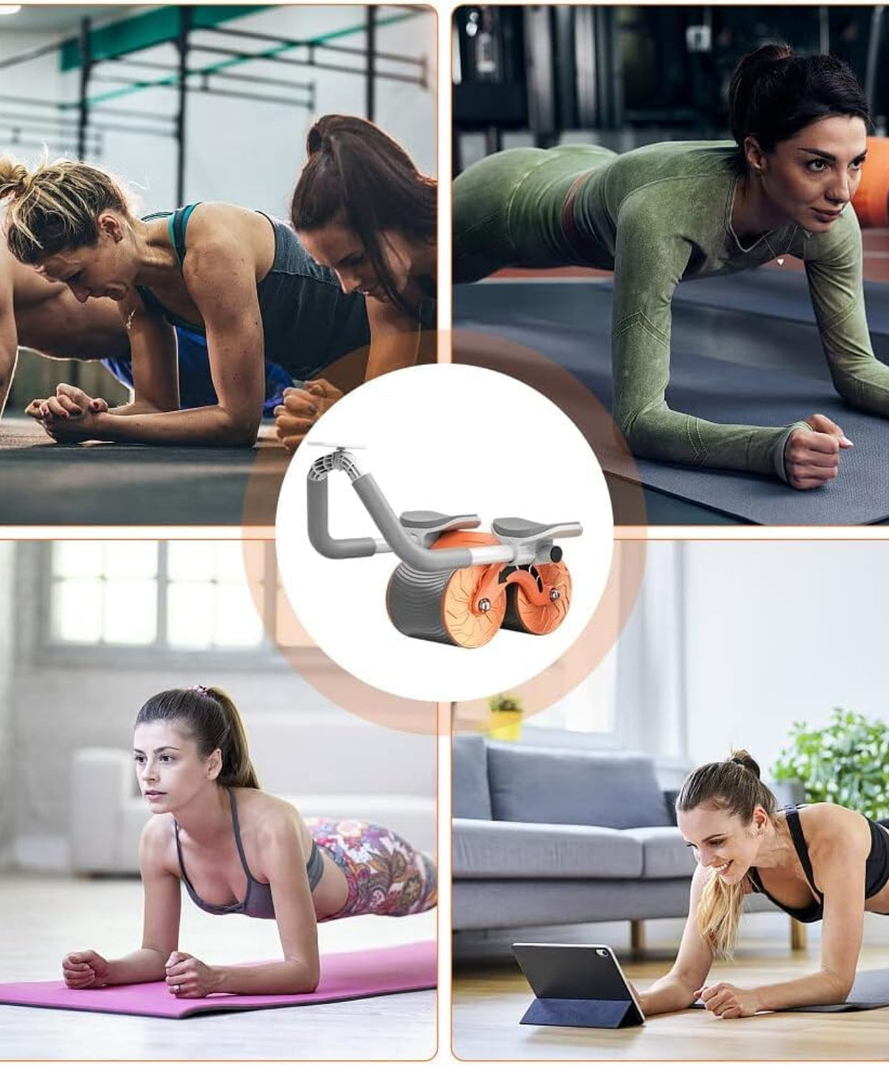 Fitness ab roller with knee holder for strength training