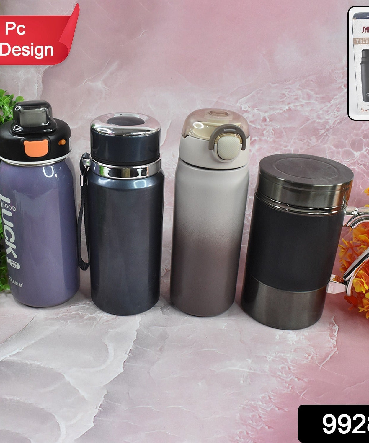 Stainless Steel Water Bottles Approx 600ML (Mix Design & Color / 1 Pc)
