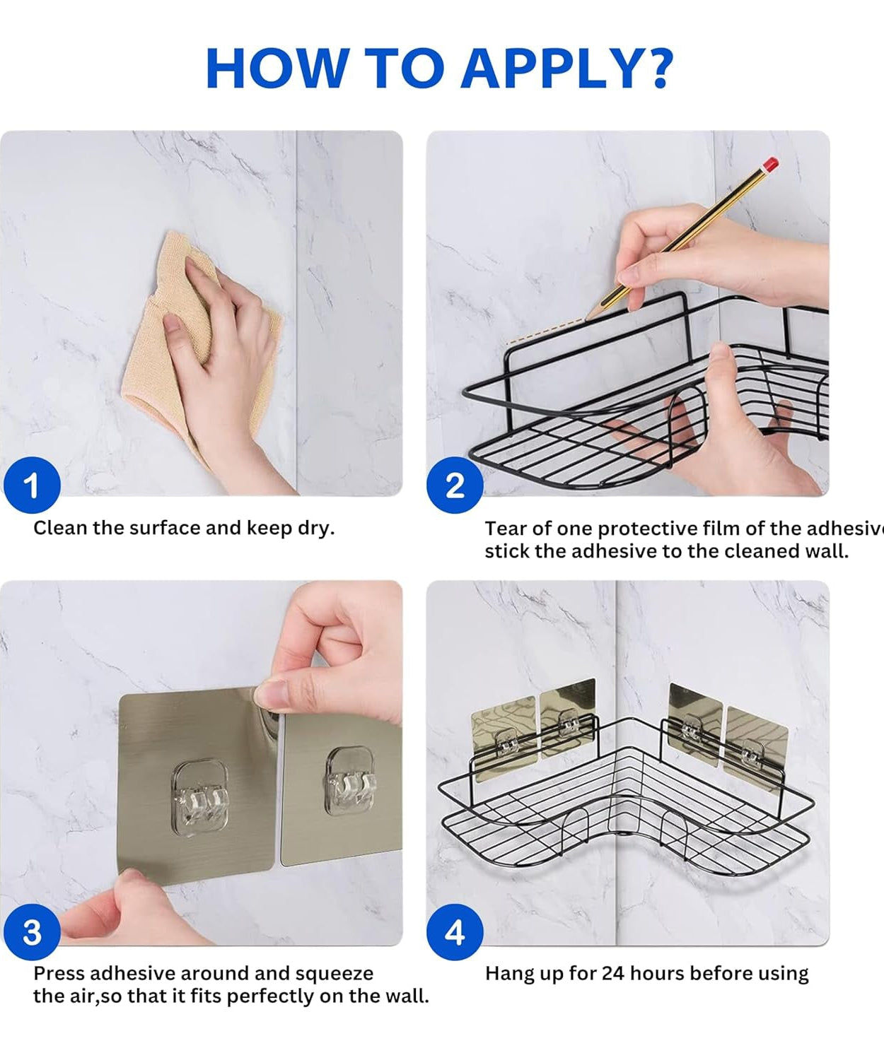 Metal Shower Shelf, Shower Shelf without Drilling (2 Pc)