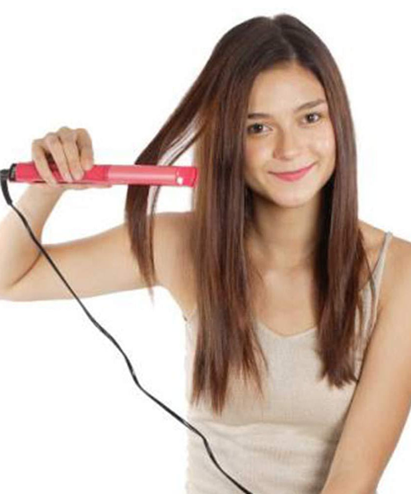 2-in-1 hair curler and straightener for women.