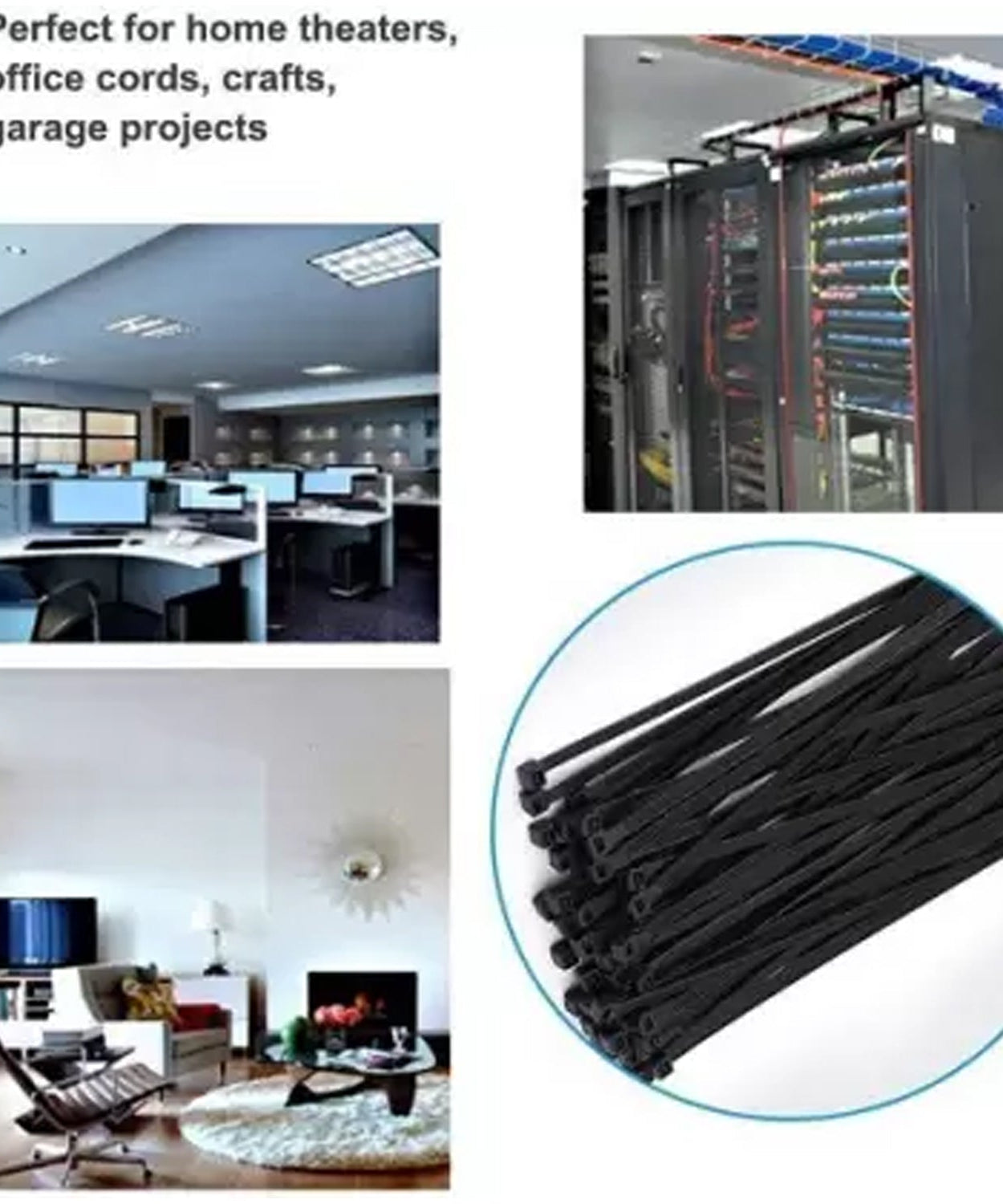 4-inch black nylon cable ties, strong and durable, pack of 100