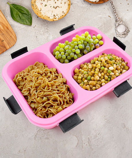Customized Plastic 3 Compartment Insulated Lunch Box, Lunch Box (1 Pc)