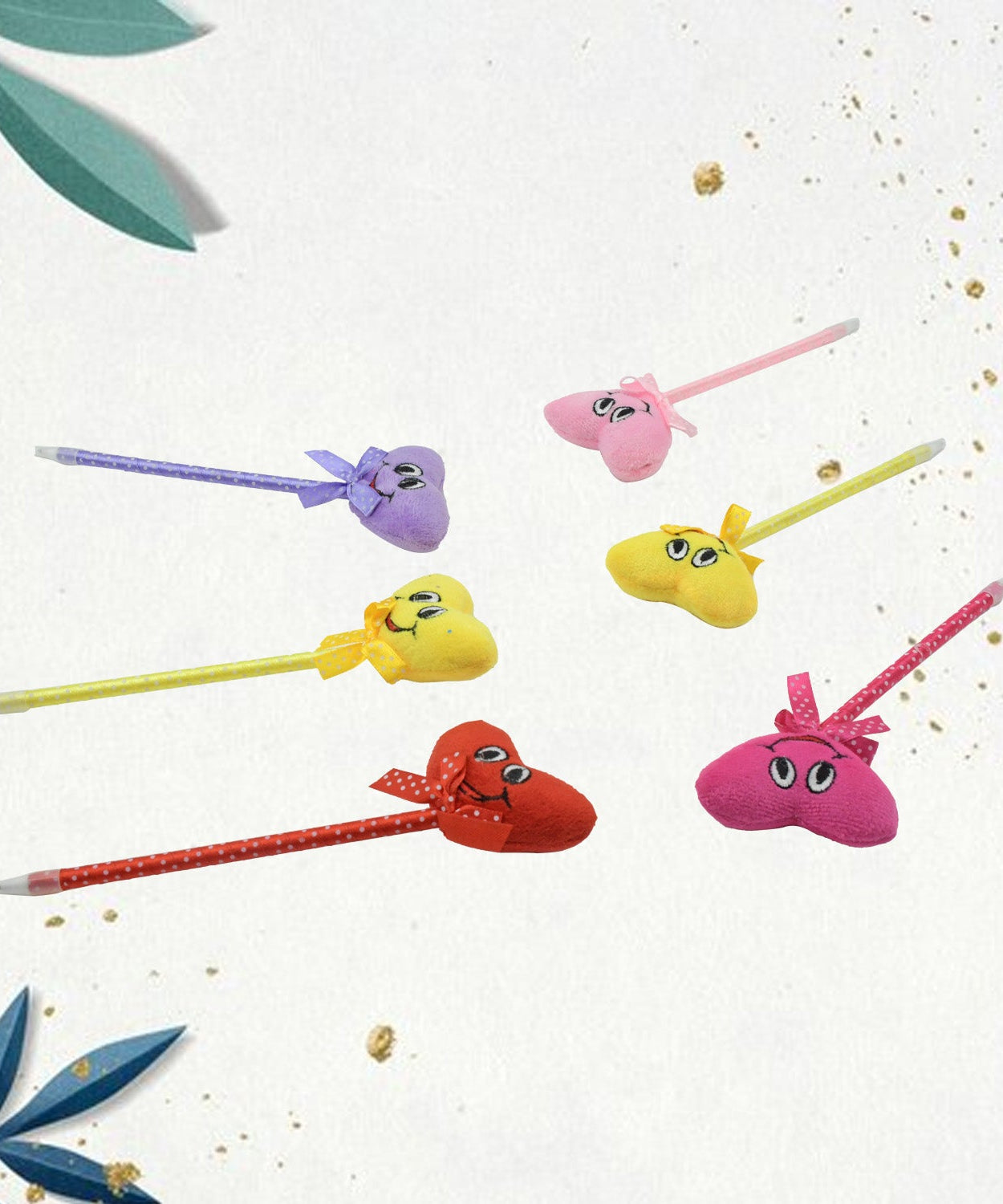 Cute Cartoon Shape & Heart Design Facy Writting Pen Attached Rattle | Ball Pen Smooth Writing For Wedding , Events & Multiuse Pen  Best Pen l Use for Kids (12 Pcs Set Mix Design & Color)