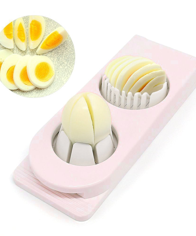 Multi-segment egg slicer and cutter for convenient egg preparation.