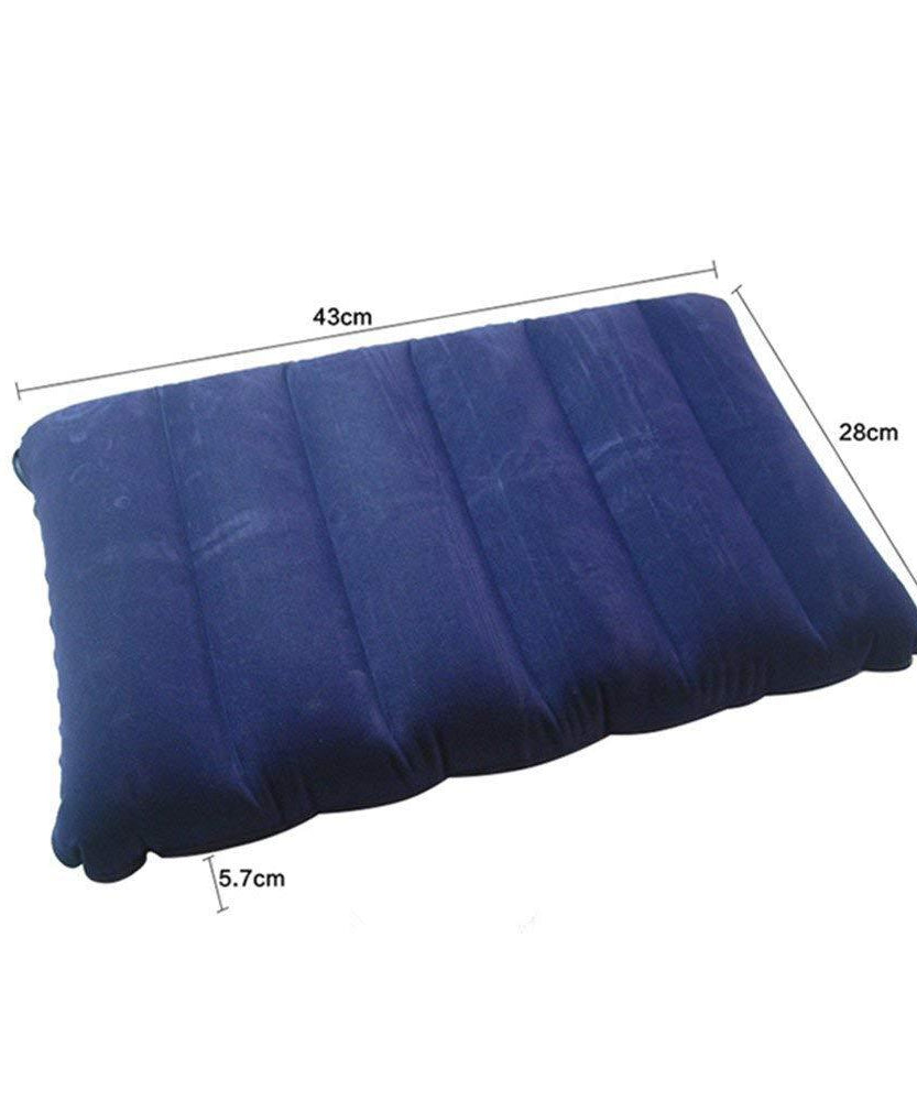 Blue inflatable travel pillow for neck support.