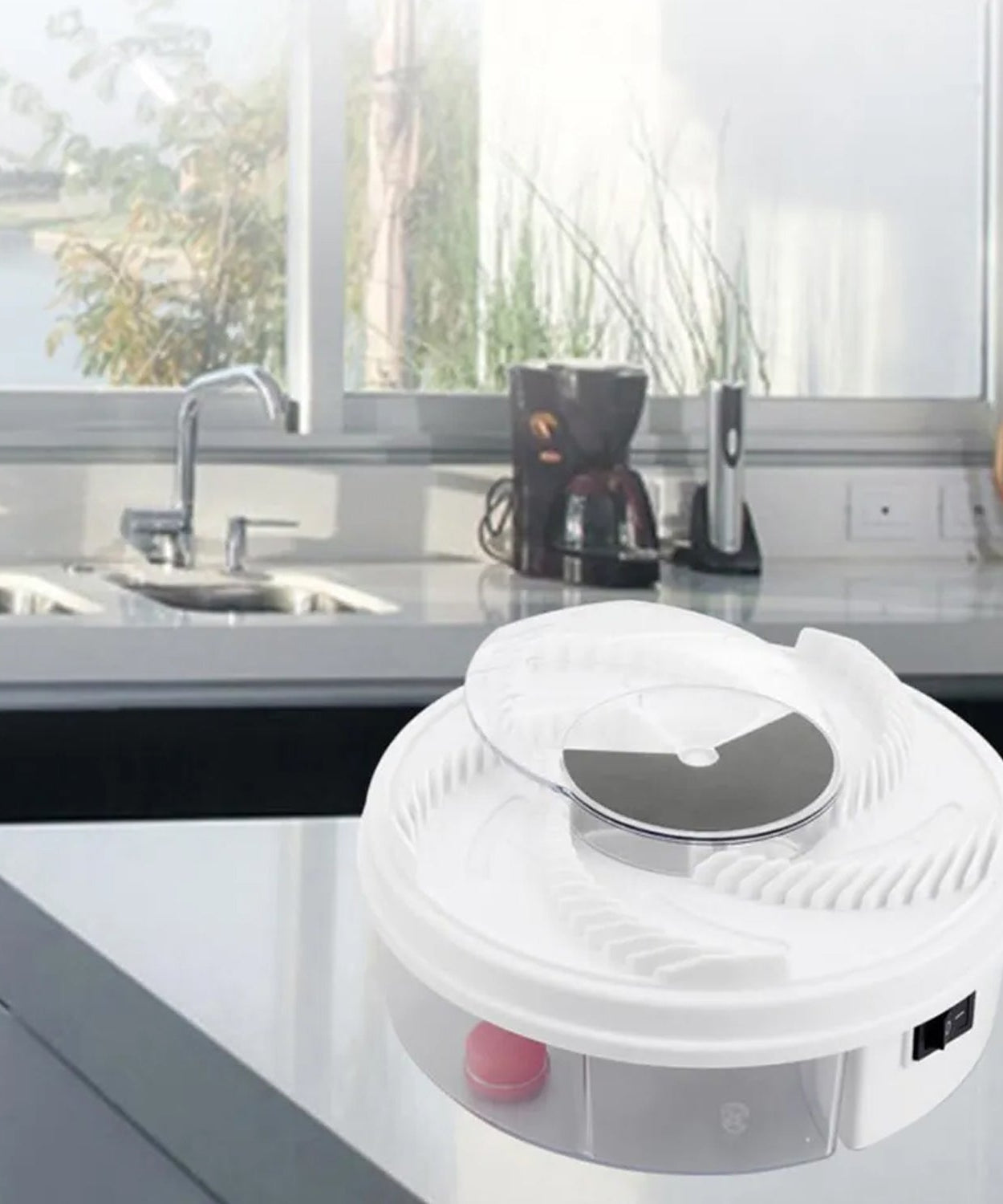 Compact fly trap for effective insect repellence.