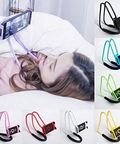 Universal mobile phone stand with adjustable arms for various uses.