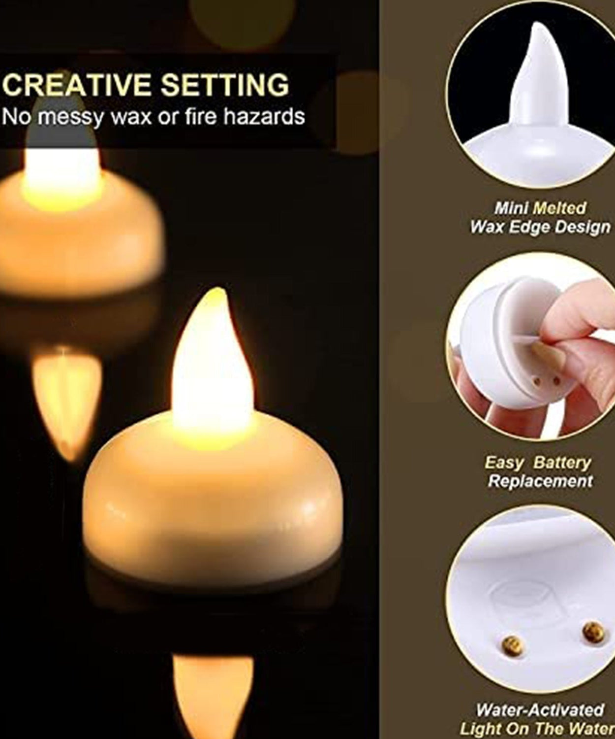 Floating tea light candles for events