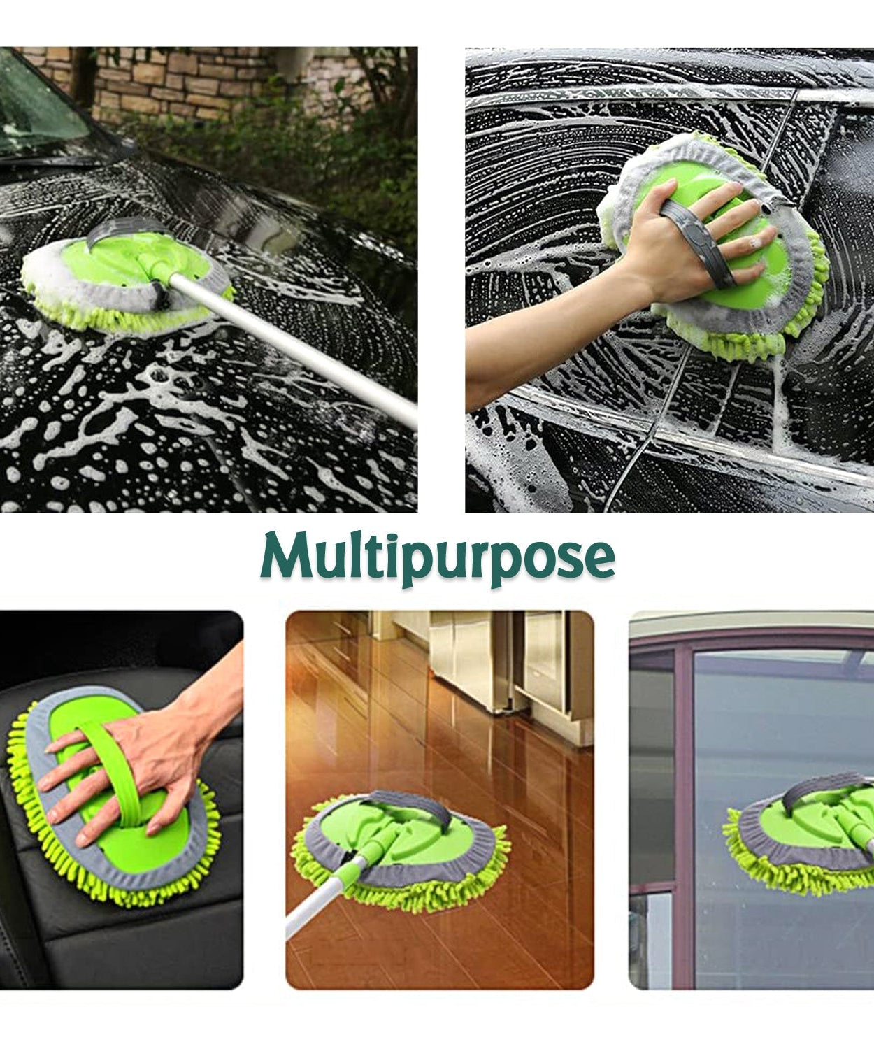 Dry/wet cleaning brush with microfiber for versatile use