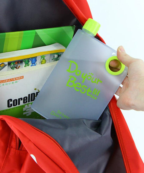 Compact notebook-style bottle in assorted colors.