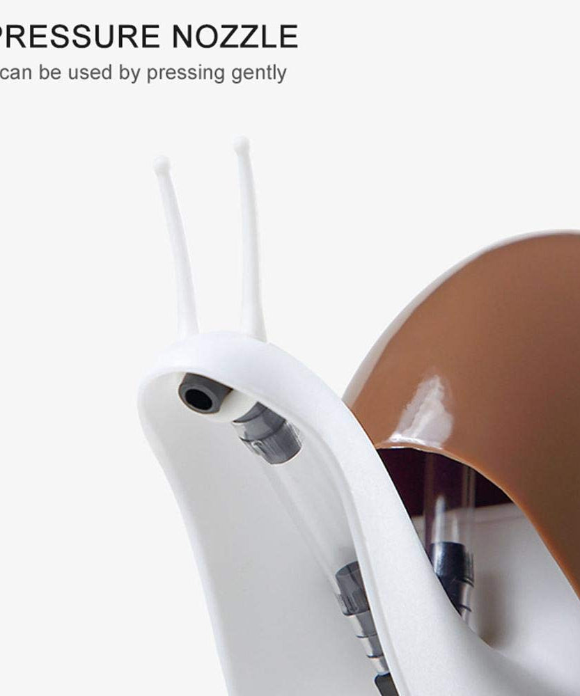 Soap dispenser with snail design, portable and practical.