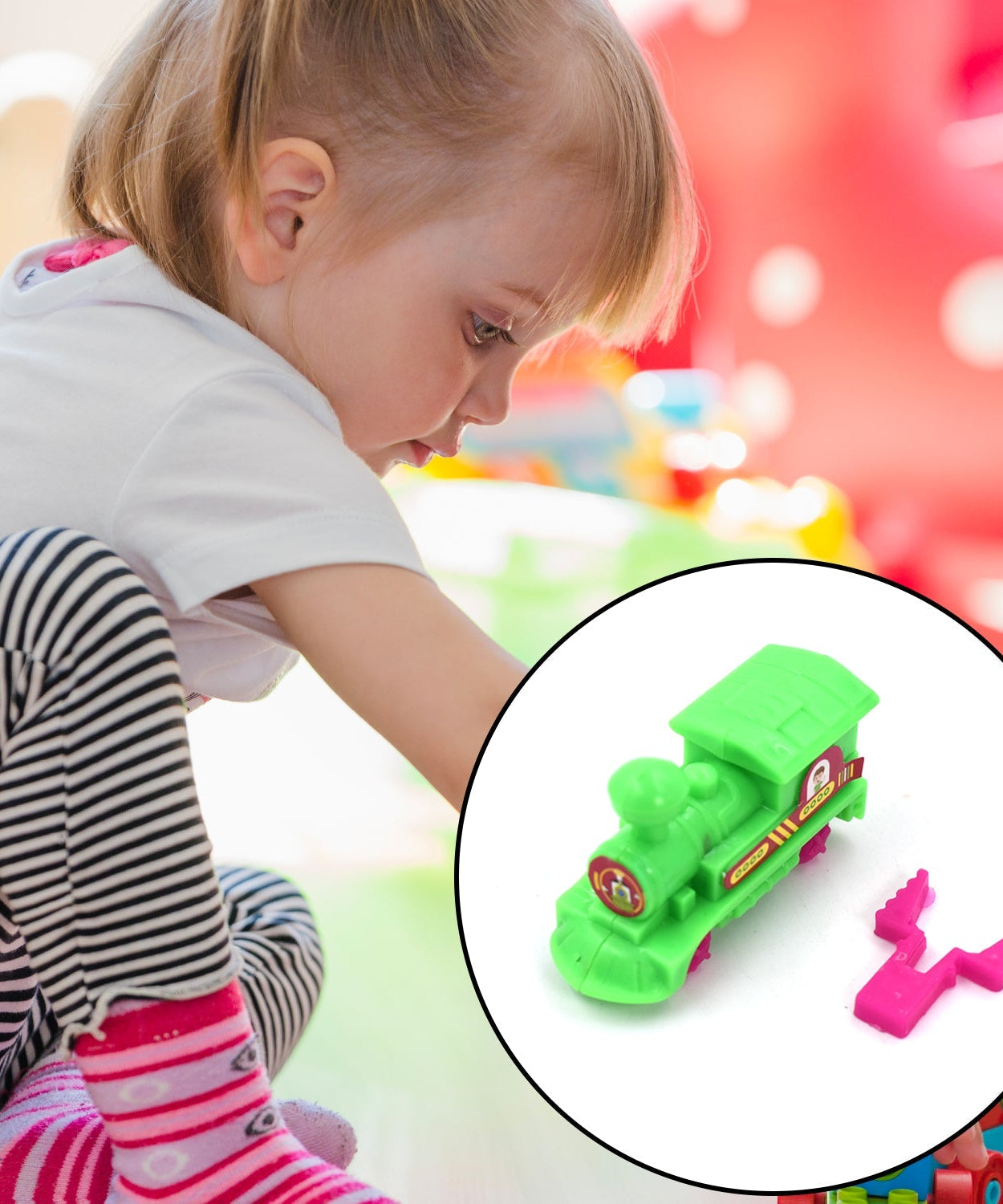 Pull along back train toy for toddlers